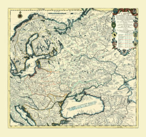 antique map reproduction of russia